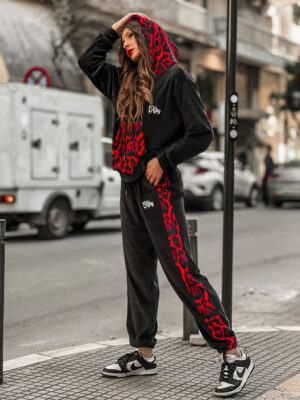Βελουτέ Σετ Trinity Black & Red Leopard Print