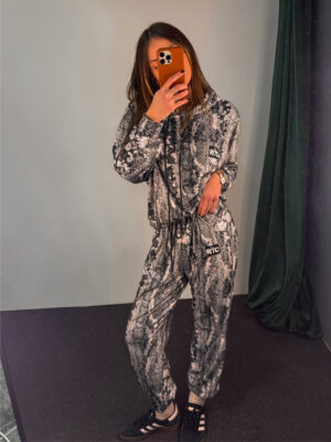 Βελουτέ Hoodie Set Trinity White Snake Skin Print