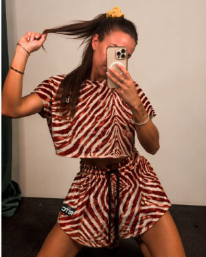Βελουτέ Σετ Shorts Valerie Copper Zebra Print
