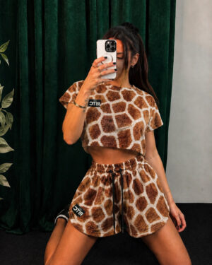Βελουτέ Σετ Shorts Valerie Safari Camel Print