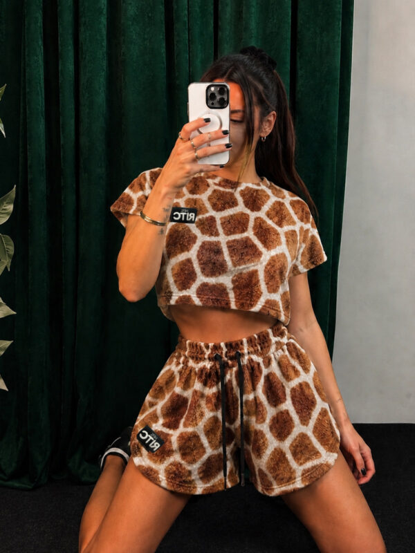 Βελουτέ Σετ Shorts Valerie Safari Camel Print