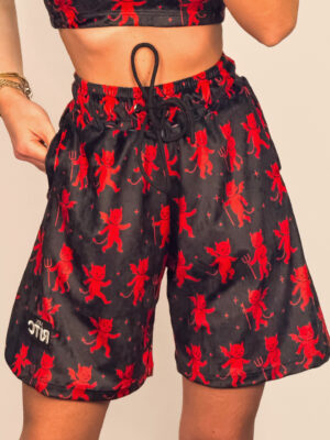 Βερμούδα Βελουτέ Amyra Black Red Devil Print