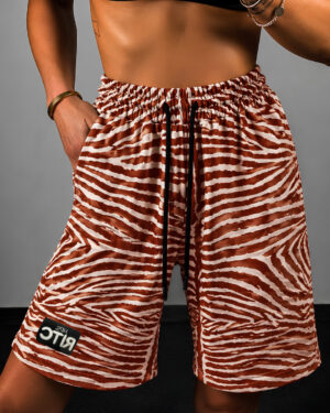 Velvet Shorts Amyra Copper Zebra Print