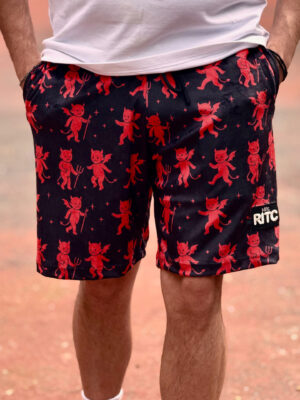 Βελουτέ Βερμούδα Logan Black Red Devil Print