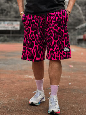 Βελουτέ Βερμούδα Logan Magenta Leopard Print