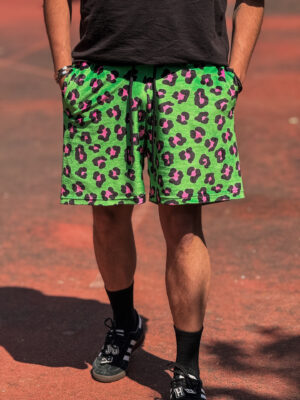 Βελουτέ Βερμούδα Logan Neon Leopard Print
