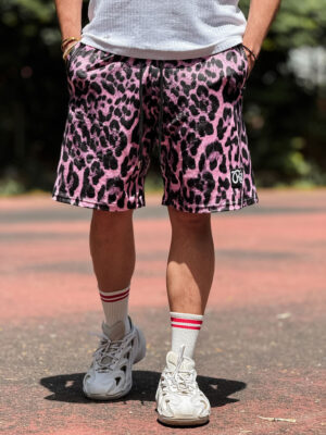 Βελουτέ Βερμούδα Logan Pink Leopard Print