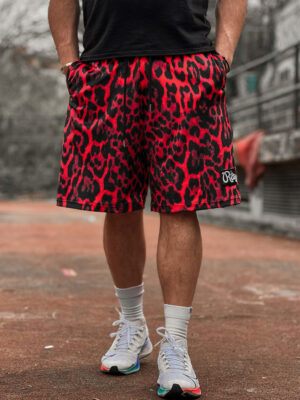 Βελουτέ Βερμούδα Logan Red Leopard Print