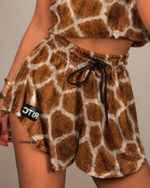 Βελουτέ Shorts Melody Safari Camel Print