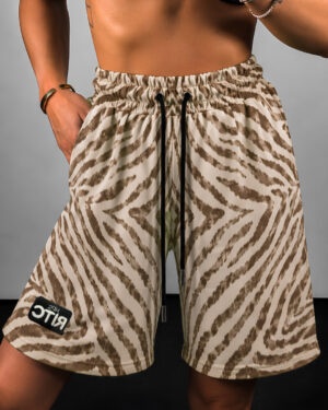 Βερμούδα Βελουτέ Amyra Sand Zebra Print