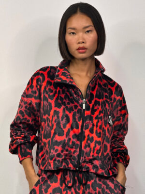 Βελουτέ Ζακέτα Daisy Red Leopard Print