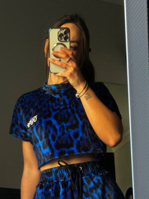 Velvet Top Lena Blue Leopard Print