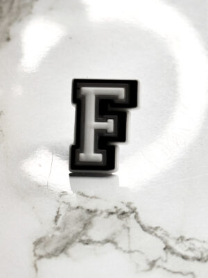 White Alphabet Letter F Shoe Charm