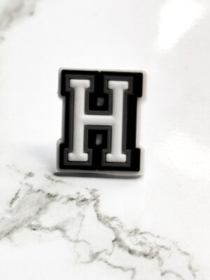 White Alphabet Letter H Shoe Charm