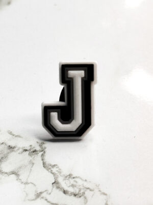 White Alphabet Letter J Shoe Charm