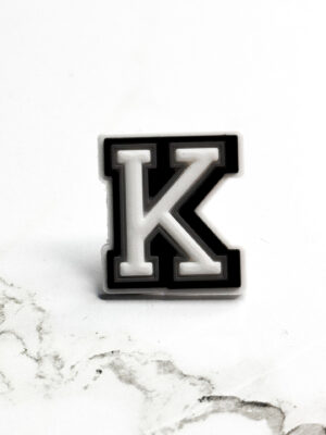 White Alphabet Letter K Shoe Charm