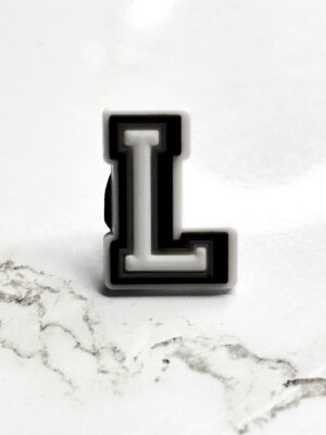 White Alphabet Letter L Shoe Charm