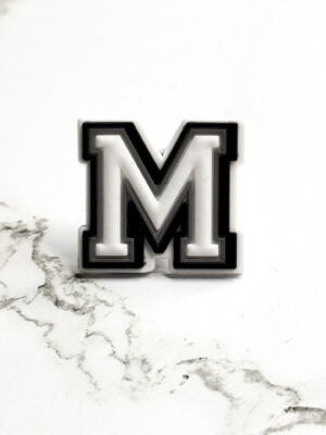 White Alphabet Letter M Shoe Charm