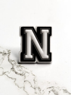 White Alphabet Letter N Shoe Charm