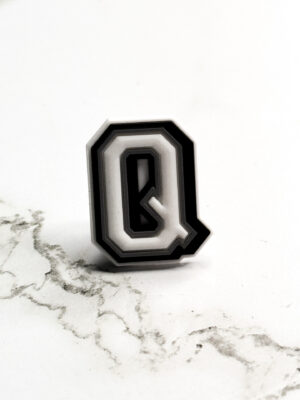 White Alphabet Letter Q Shoe Charm