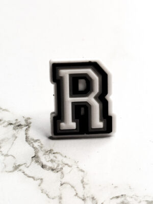 White Alphabet Letter R Shoe Charm