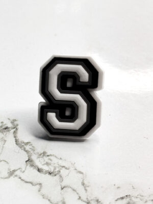 White Alphabet Letter S Shoe Charm