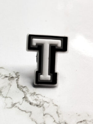 White Alphabet Letter T Shoe Charm