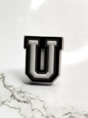 White Alphabet Letter U Shoe Charm