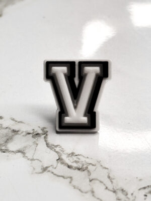White Alphabet Letter V Shoe Charm