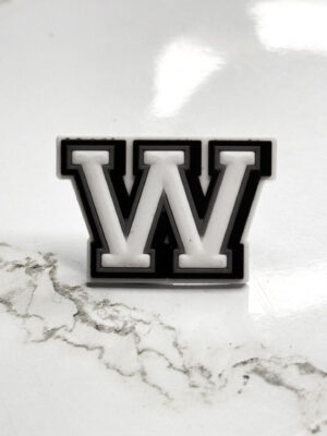 White Alphabet Letter W Shoe Charm