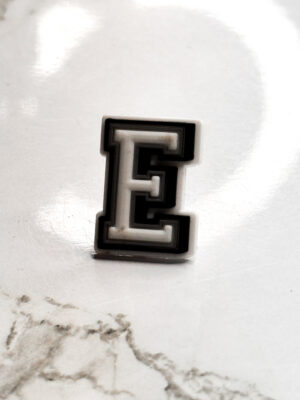 White Alphabet Letter E Shoe Charm