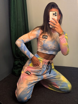 Βαμβακερό Σετ με Μακρυμάνικο Τοπ Chloe Tie Dye Ciel Pink Yellow Print