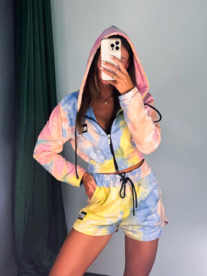 Βαμβακερό Σετ Shorts Lucy Tie Dye Ciel Pink Yellow Print