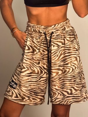 Velvet Shorts Amyra Sand Zebra Print