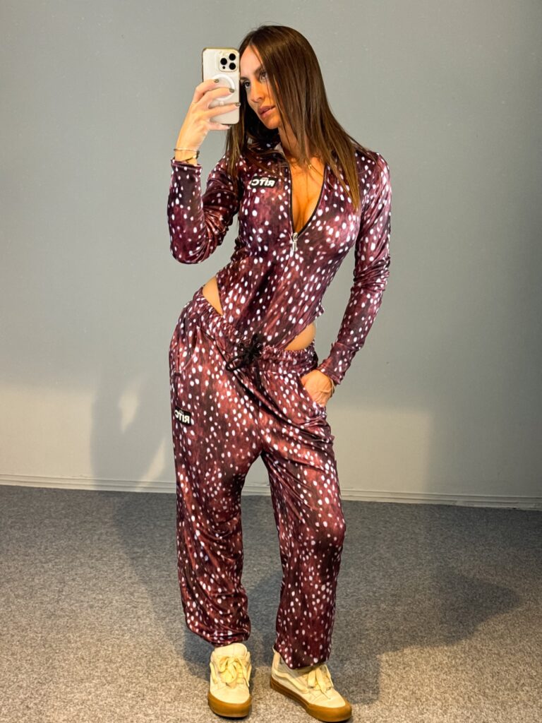 Βελουτέ Bodysuit Set Bambi Bordeaux Print