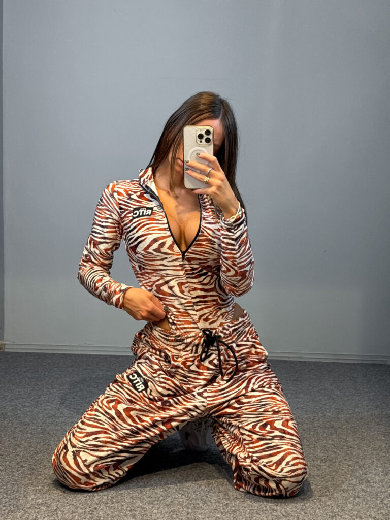 Βελουτέ Bodysuit Set Copper Zebra Print