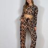 Βελουτέ Σετ Nina Safari Camel Print – μπροστινή όψη