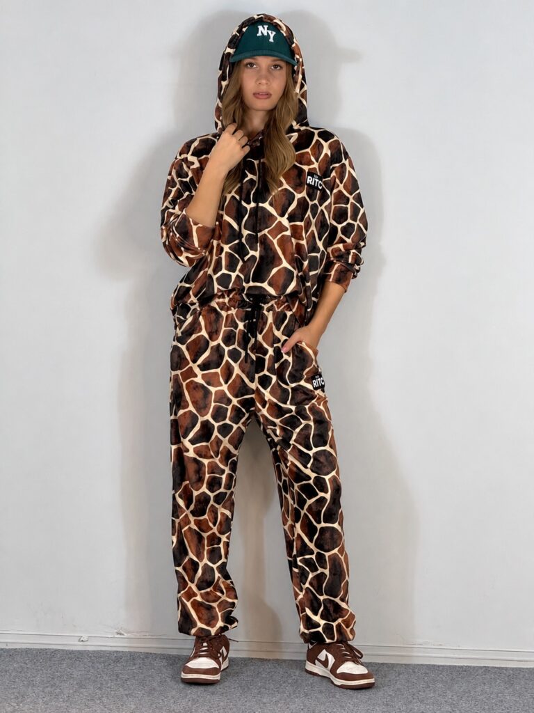 Βελουτέ Σετ Trinity Safari Camel Print – μπροστινή όψη