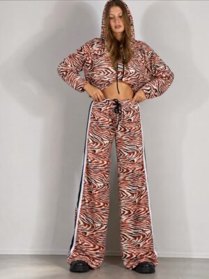 Fashion Limousine Copper Zebra Print Velvet Set Angie