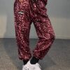 Velvet Pants Bambi Bordeaux Print
