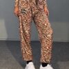 Velvet Pants Copper Zebra Print