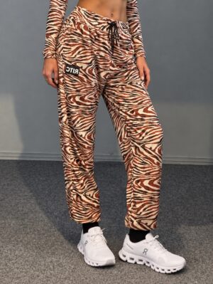 Velvet Pants Copper Zebra Print