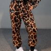 Velvet Pants Safari Camel Print