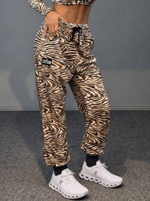 Velvet Pants Sand Zebra Print