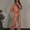Βελουτέ Σετ Anima Copper Zebra Print – παντελόνι καμπάνα